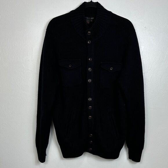 Tulliano Men's Wool Black Button-Up Cardigan Sweater Size L - Picture 2 of 11